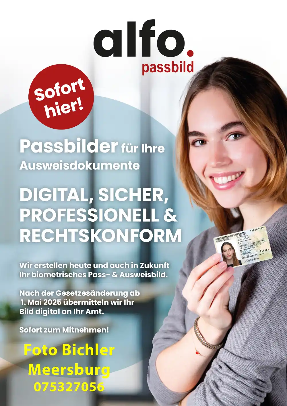 Als Fotograf in Meersburg bieten wir biometrische Passbilder ohne Termin an – sofort zum Mitnehmen.